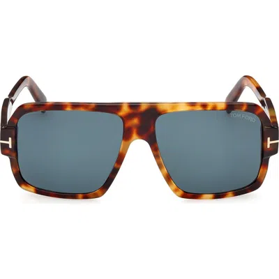 Tom Ford Man Sunglass Ft0933 In Blonde Havana/blue