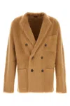 Tom Ford Camel Cashmere Blend Blazer In Brown