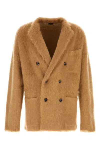Tom Ford Camel Cashmere Blend Blazer In Brown