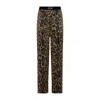 Tom Ford Camel Silk Blend Leopard Print Trousers In Brown