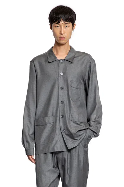 Tom Ford Camicia Esterna Leggera In Seta Tinta In Filo In Gray