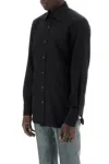 Tom Ford Black Shirt With Classic Collar In Tech Fabric Man In Black