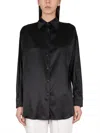 Tom Ford Stretch Silk Satin Relaxed Fit Shirt Clothing In Black