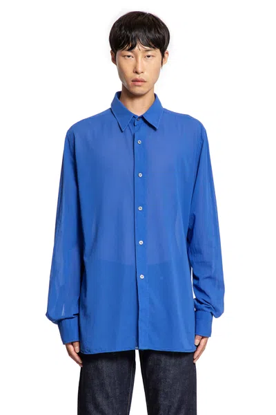 Tom Ford Cotton Voile Fluid Fit Shirt In Blue