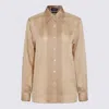 Tom Ford Pleated Plastron Shirt In Soft Beige