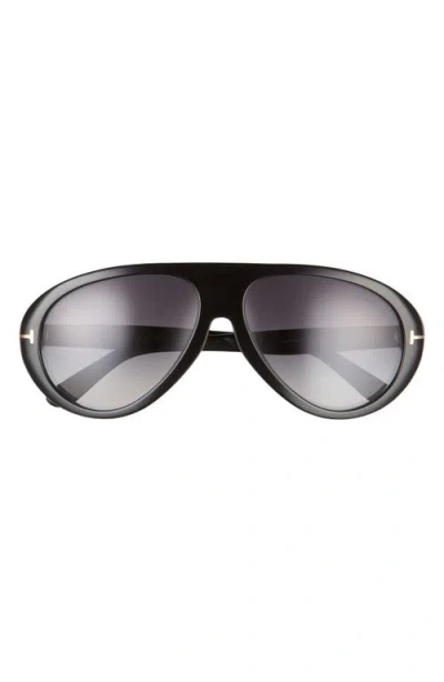 Tom Ford Camillo 60mm Pilot Sunglasses In Black
