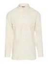 Tom Ford Fluid Light Twill Military Shirt In Beis
