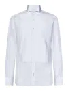 Tom Ford White Cotton Tuxedo Shirt With Pleated Plastron In White