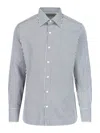 Tom Ford Striped Pattern Button-down Collar Long Sleeves Shirt In Gray