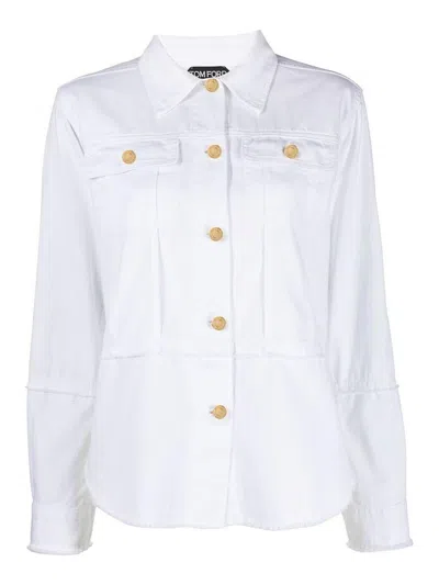 Tom Ford White Frayed-cotton Brim Shirt