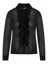 Tom Ford Ruffle-panel Long-sleeve Shirt In Black