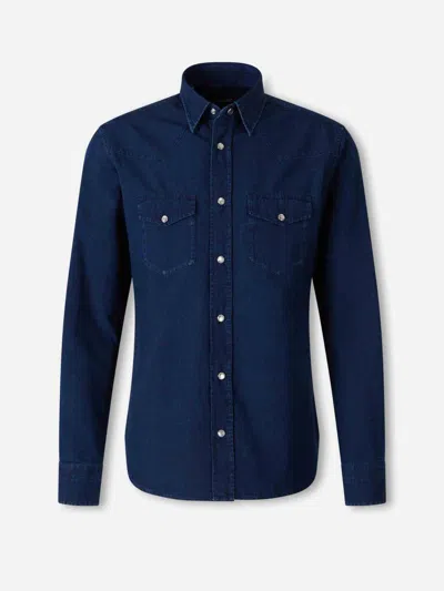 Tom Ford Camisa In Fine Poplin With A Slim Silhouette In Brown