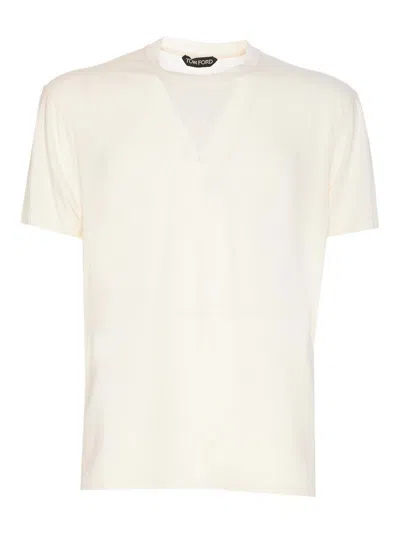 Tom Ford Lyocell Cotton Short Sleeve Crewneck T-shirt White