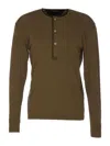 Tom Ford Ribbed Henley T-shirt In Brown