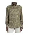 Tom Ford Camouflage Printed Curved Hem Twill Shirt In Gray