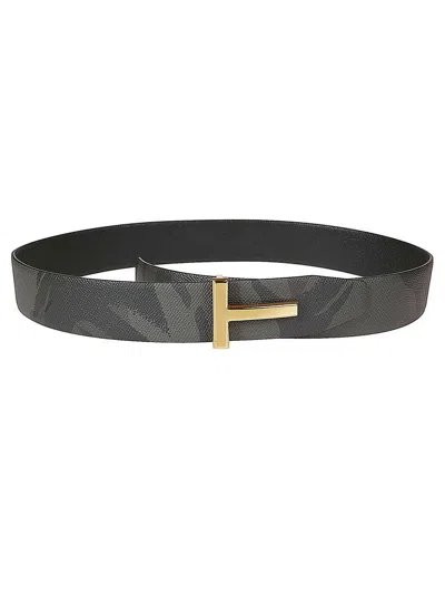 Tom Ford Camouflage Printed T Icon Belt In Multi