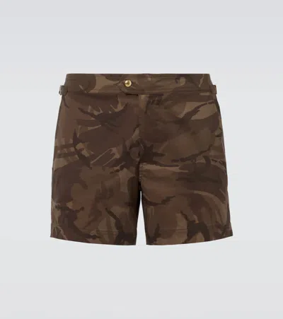 Tom Ford Camouflage Swim Trunks In Multicoloured