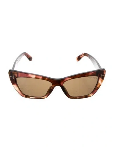 Pre-owned Tom Ford Campbell Cat-eye Sunglasses In Brown