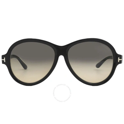 Tom Ford Camryn Smoke Gradient Oval Ladies Sunglasses Ft1033 01b 59 In Black