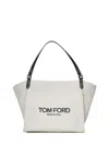 TOM FORD TOM FORD CANVAS AND LEATHER LARGE TOTE BAG