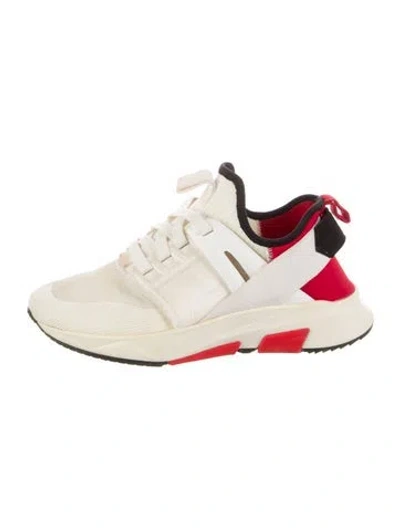 Pre-owned Tom Ford Canvas Colorblock Pattern Sneakers In Neutral