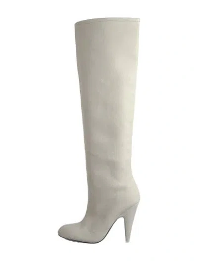 Pre-owned Tom Ford Canvas Leather Trim Embellishment Boots In Neutrals