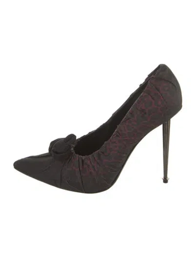 Pre-owned Tom Ford Canvas Leather Trim Embellishment Pumps In Black