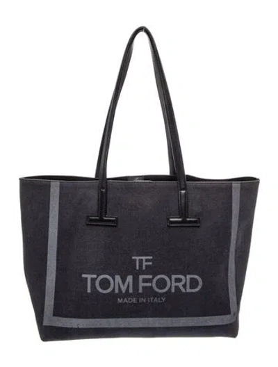 Pre-owned Tom Ford Canvas Top Handle Bag In Black