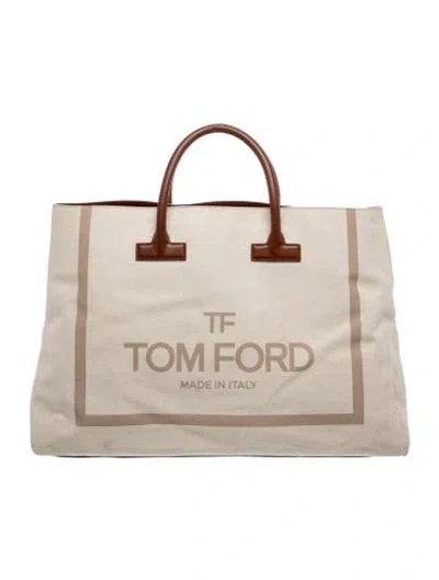 Pre-owned Tom Ford Canvas Tote In Neutrals