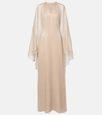 Tom Ford Caped Satin Gown In Blush