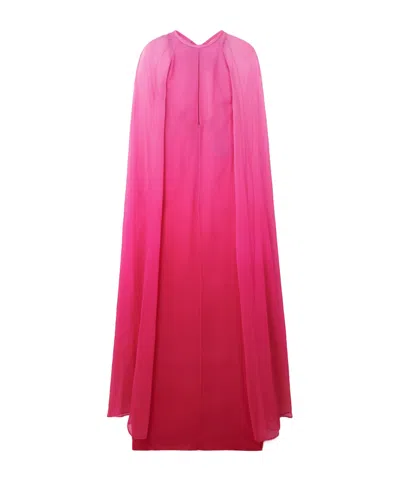 Tom Ford Cape-effect Dégradé Silk-crepon Gown In Pink