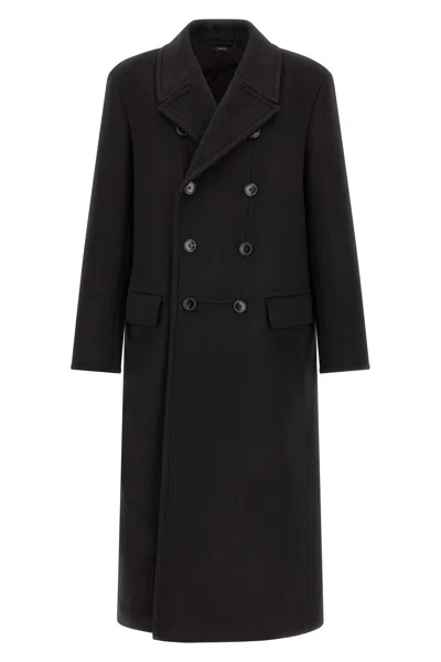 Tom Ford Luxury Melton Db Officer Coat In Black