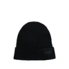 Tom Ford Mens Black Logo-patch Ribbed Cashmere-knit Beanie Hat In Black