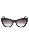 Tom Ford Cara 56mm Square Sunglasses In Black/gradient Smoke