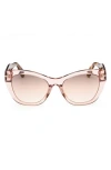 Tom Ford Cara 56mm Square Sunglasses In Shiny Pink/brown Mirror