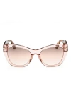 Tom Ford Cara 56mm Square Sunglasses In Shiny Pink/brown Mirror