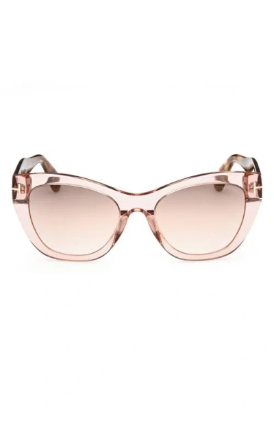 Tom Ford Cara 56mm Square Sunglasses In Shiny Pink/brown Mirror