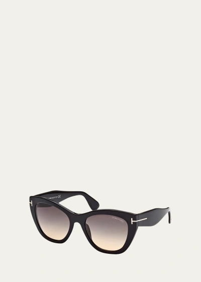 Tom Ford Cara Plastic Cat-eye Sunglasses In Shiny Black