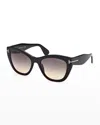 Tom Ford Cara Plastic Cat-eye Sunglasses In Shiny Black