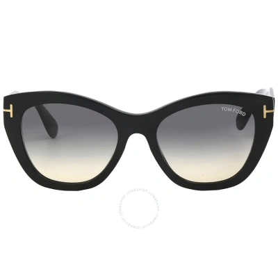 Tom Ford Cara Smoke Gradient Cat Eye Ladies Sunglasses Ft0940 01b 56 In Black