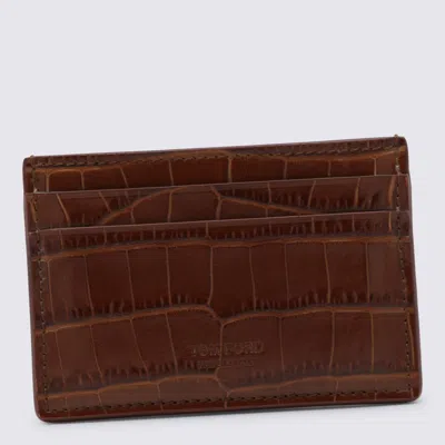Tom Ford Caramel Leather Card Holder In Brown