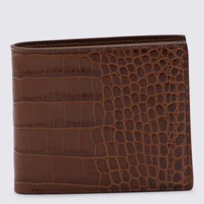 Tom Ford Crocodile-embossed Leather Wallet In Brown