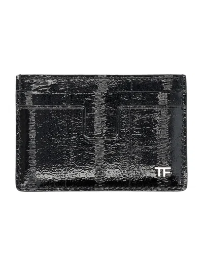 Tom Ford Card Eel Print Leather In Black