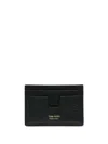 Tom Ford Black T Line Card-holder With Gold-colored Embossed Logo In Grainy Leather Man