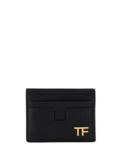 Tom Ford Logo Detail Embossed Leather Cardholder In Black