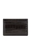 Tom Ford Crocodile Embossed Slim Card Holder In Brown
