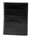 Tom Ford Card Holder In Shiny Crocodile Print Leather In Black