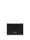Tom Ford Black Card Holder With Embossed Logo Lettering On The Front In Grained Leather Man In Black