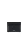 Tom Ford Black T Line Card-holder With Gold-colored Embossed Logo In Grainy Leather Man In Black