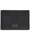 Tom Ford Black Card Holder With Embossed Lgoo Lettering On The Front And Money Clip In Grained Leather Man In Black